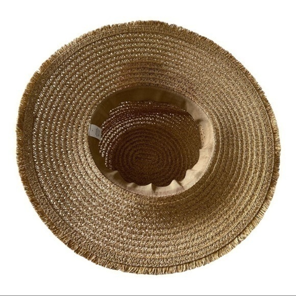 Women Straw Packable Floppy Fringe Natural Summer Hat With Pink Pom Pom - Picture 4 of 7